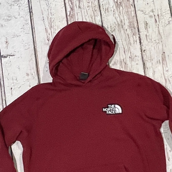 Women's The North Face Maroon Stitched Hoodie Pullover Sweatshirt - Picture 2 of 4